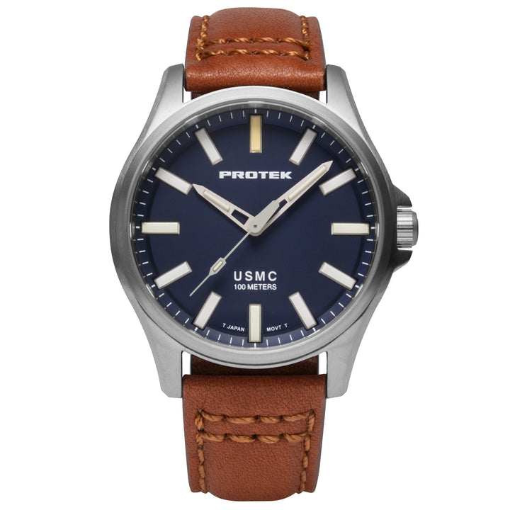 TITANIUM FIELD 3100 USMC SERIES Titanium/Dark Blue/Tan | Dark Blue Dial