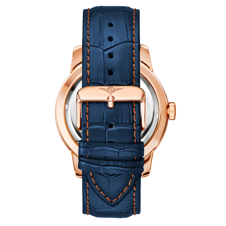 Legacy Blue/Silver/RG Leather | Silver Dial