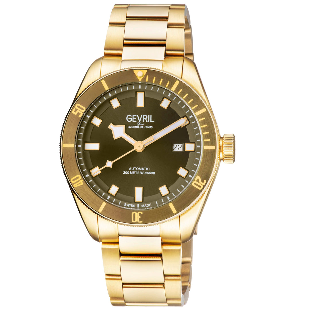 Yorkville Gevril Yorkville Olive Dial Sellita SW200 Swiss Automatic Unidirection
