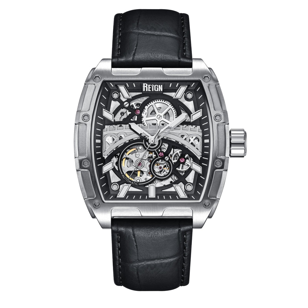 Olympia Japan Auto Skeleton Dial Black / Black | Black Dial