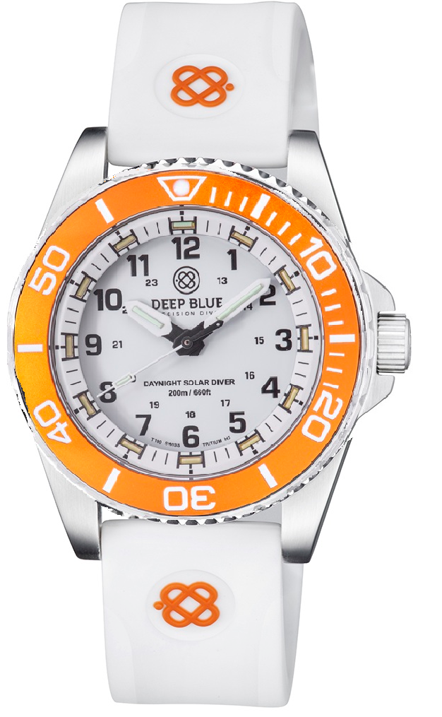 DAYNIGHT 43MM DIVER SOLAR  STAINLESS STEEL TRITIUM DAYNIGHT  ORANGE/WHITE BEZEL 