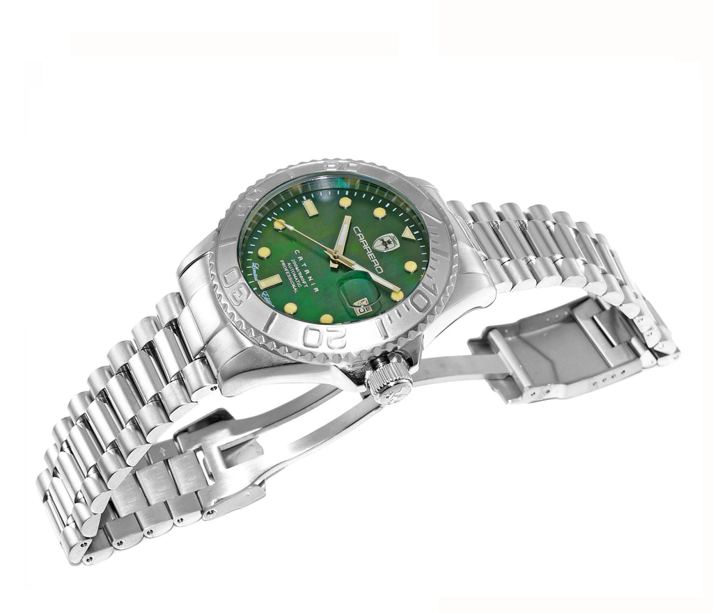 Catania MOP Silvertone-White | Green Dial