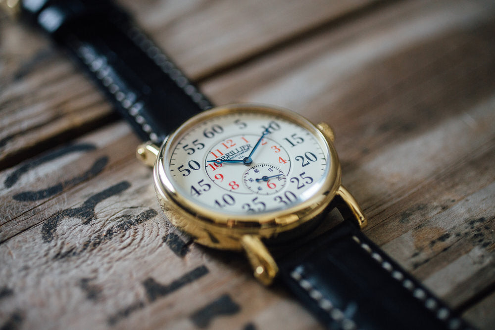 AMERICANA Railroad Western Standard Gold Antique white Dial