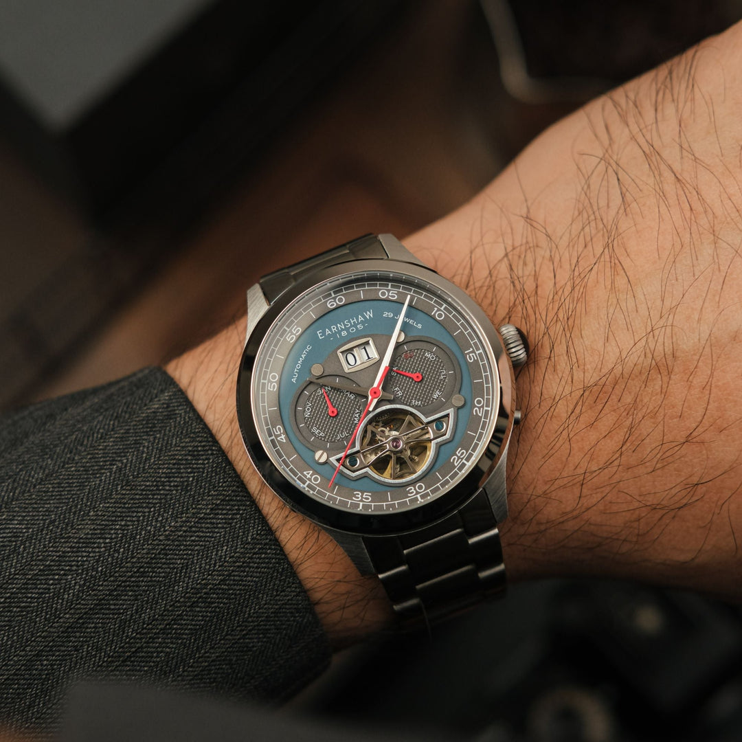 Baron Grand Date Calendar Open Heart Automatic Blue / Steel Stainless Steel | Bl