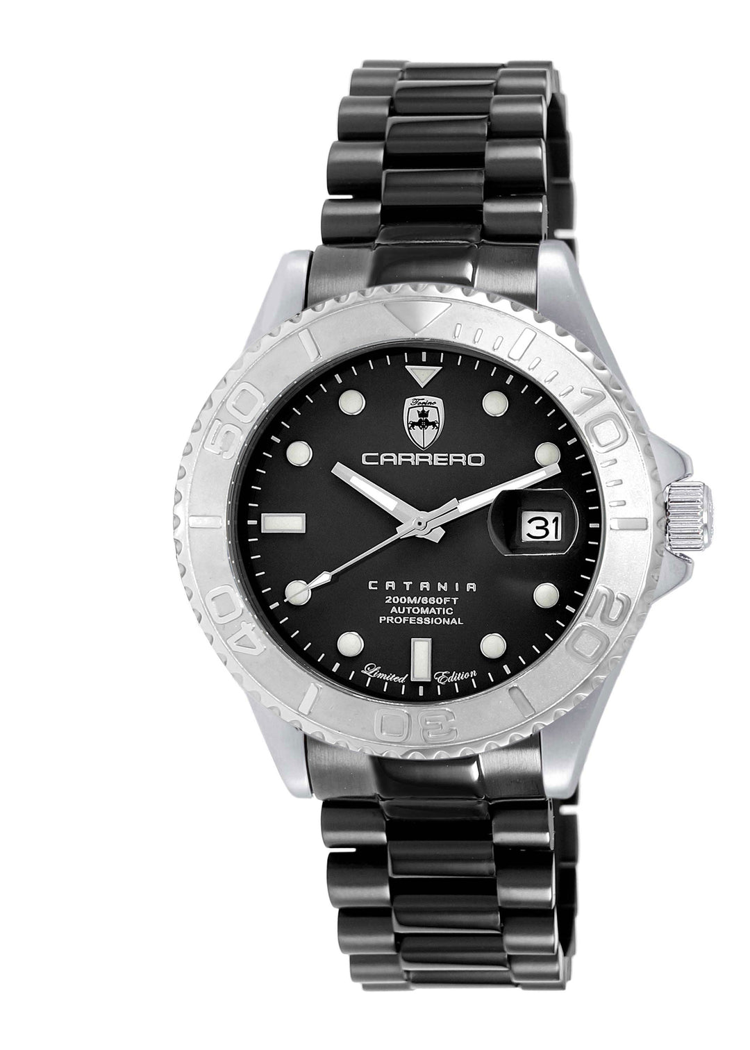 Catania MOP Silvertone-Black/ IP-Black Black Dial