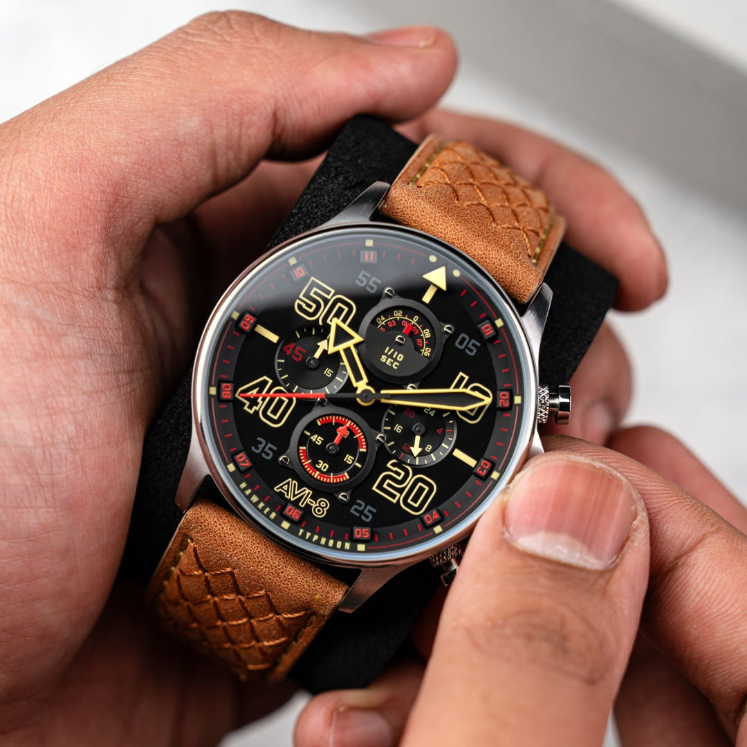 Coningham Chronograph Black / Leather Black Dial