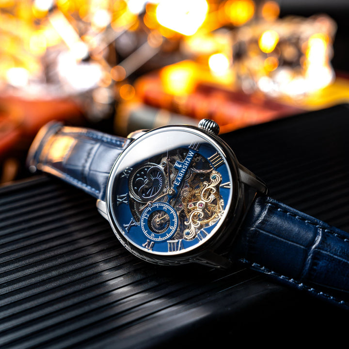 Longitude Automatic Skeleton Blue / Blue Leather Blue Dial