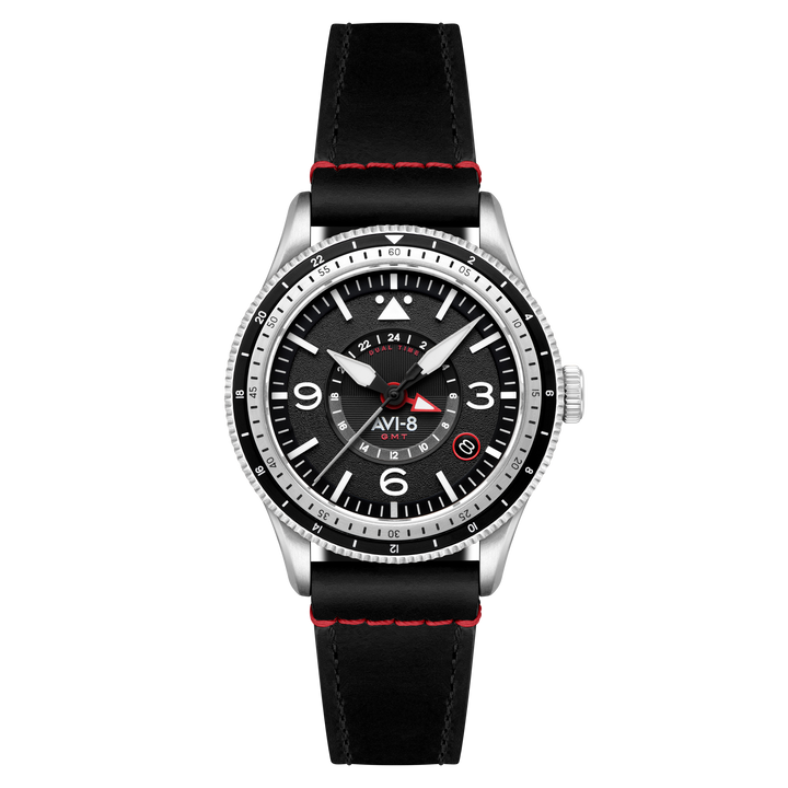 FLYBOY AIRMASTER GMT AUTOMATIC Black / Leather | Black Dial