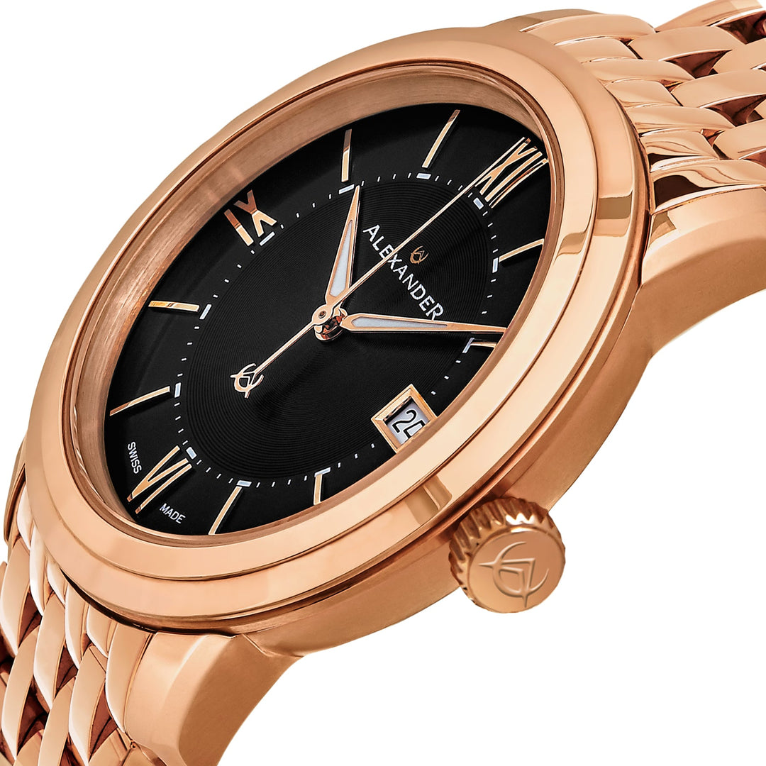Macedon A111B Stainless Steel Rose Gold Tone Case on Stainless Steel Rose Gold T