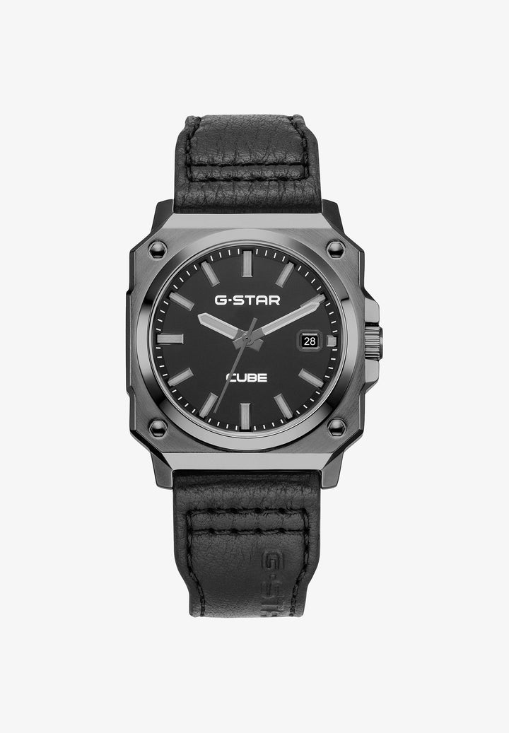 Cube Black Dial / Black Leather Strap Black Dial