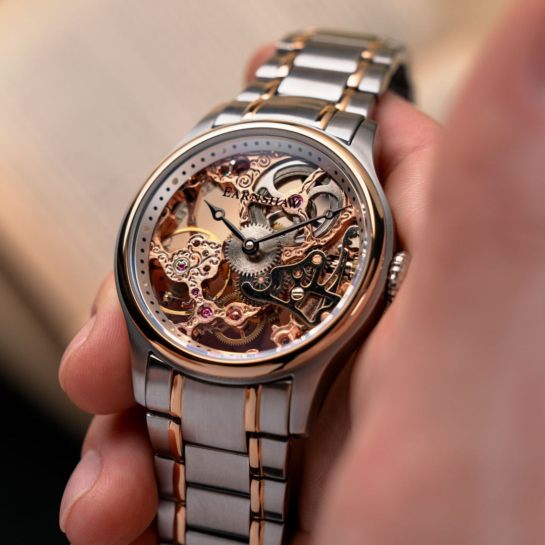 Bauer Mechanical Skeleton Rose Gold / Stainless Steel | Rose Gold Dial