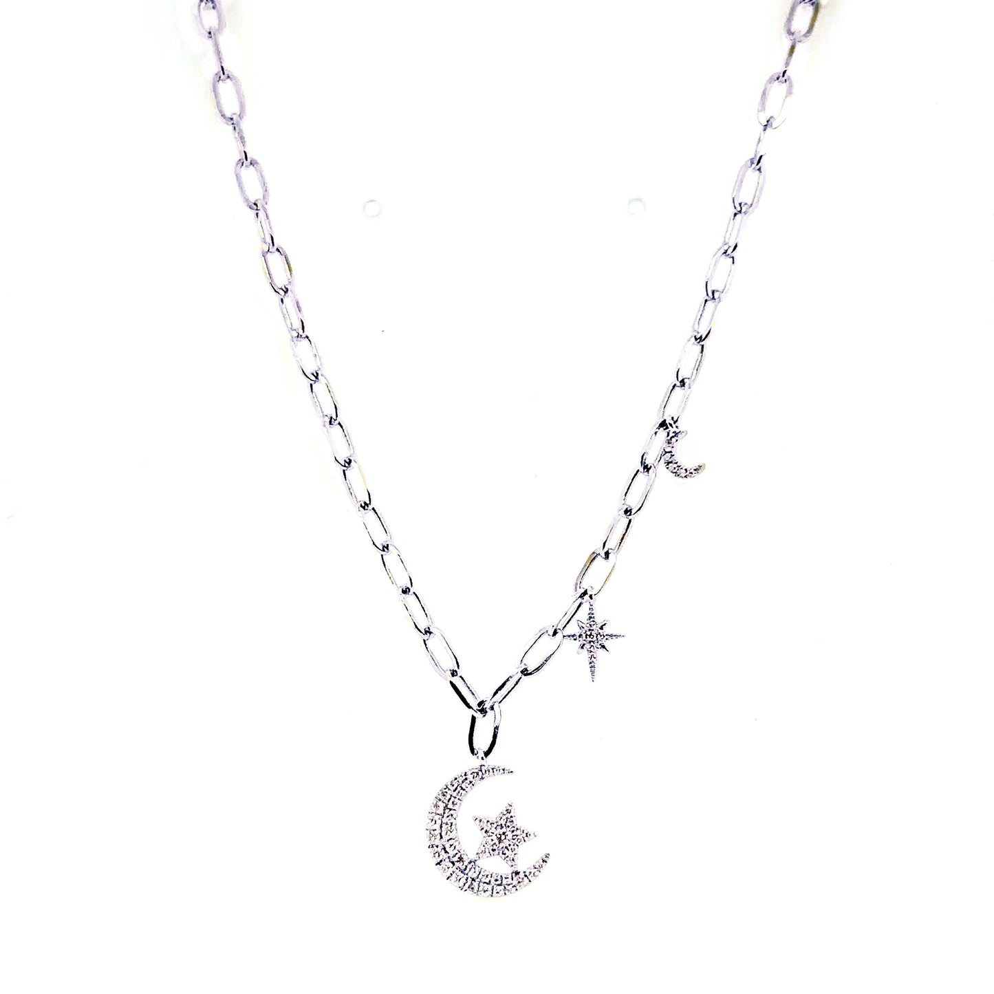 Moon & Stars Paperclip Necklace