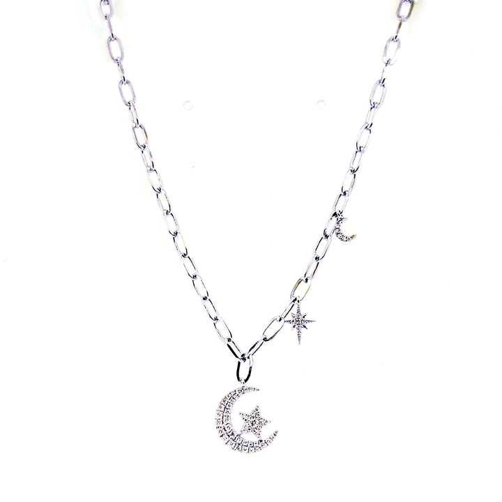 Moon & Stars Paperclip Necklace