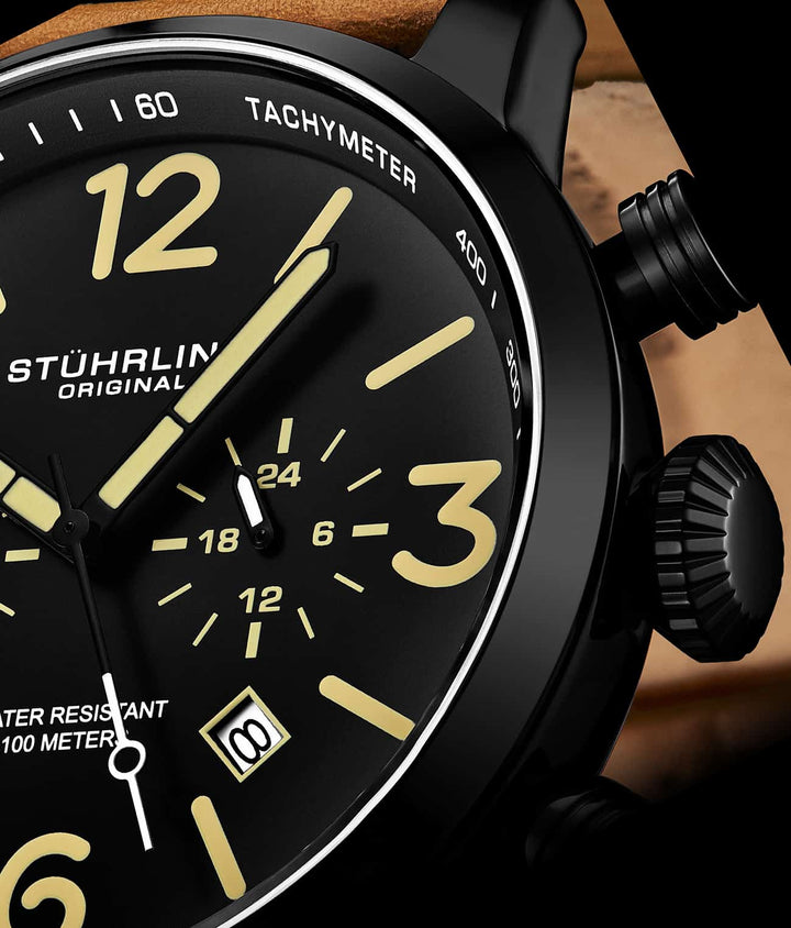 Aviator Black Dial / Tan Leather | Black Dial