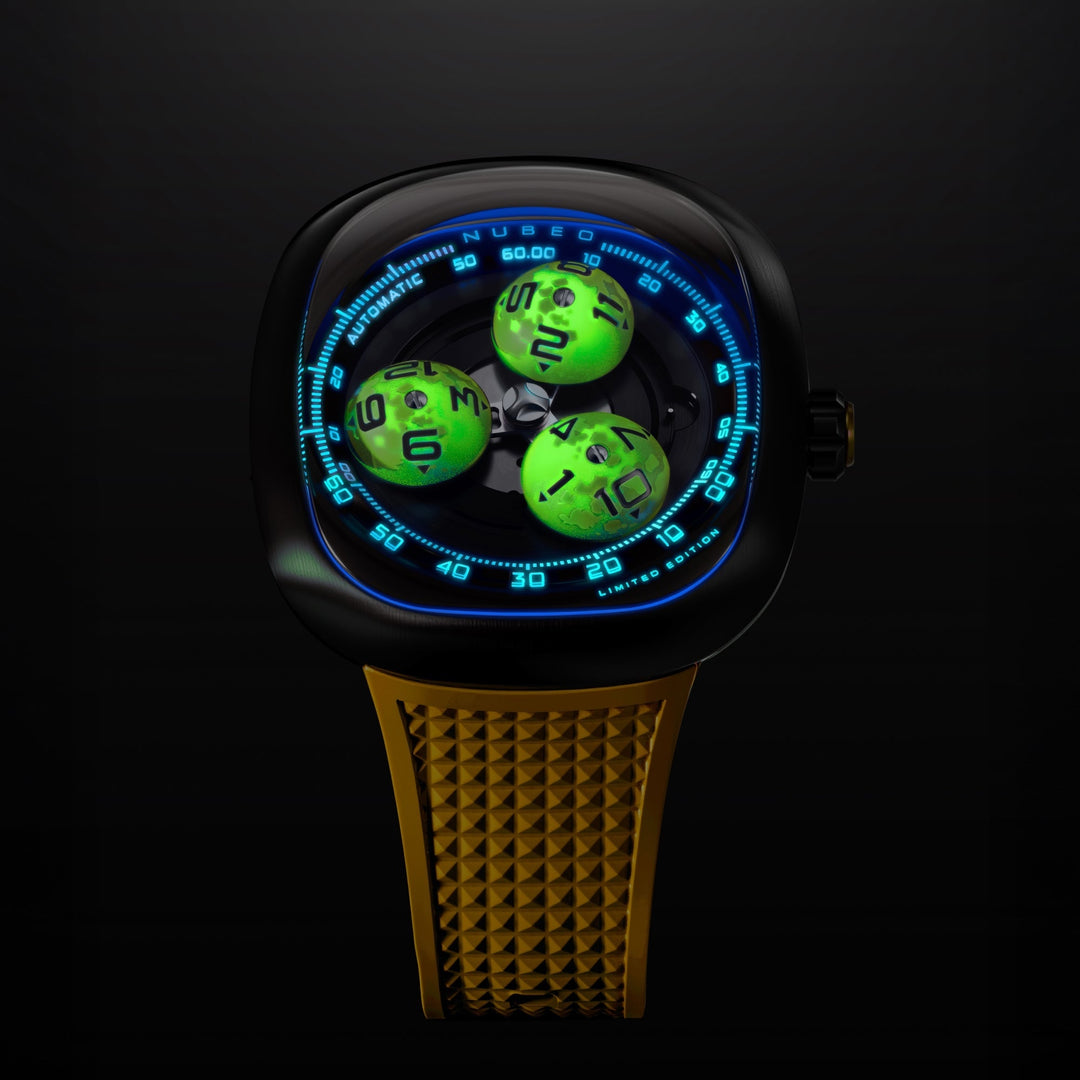 Tri-star Orbit Automatic Limited Edition Yellow / Rubber Strap | Yellow Dial