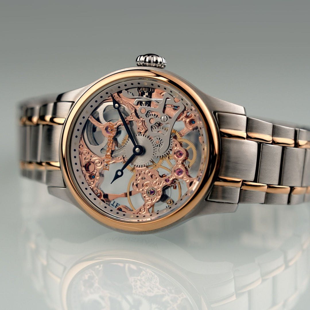 Bauer Mechanical Skeleton Rose Gold / Stainless Steel | Rose Gold Dial