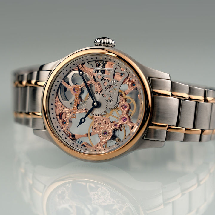 Bauer Mechanical Skeleton Rose Gold / Stainless Steel | Rose Gold Dial