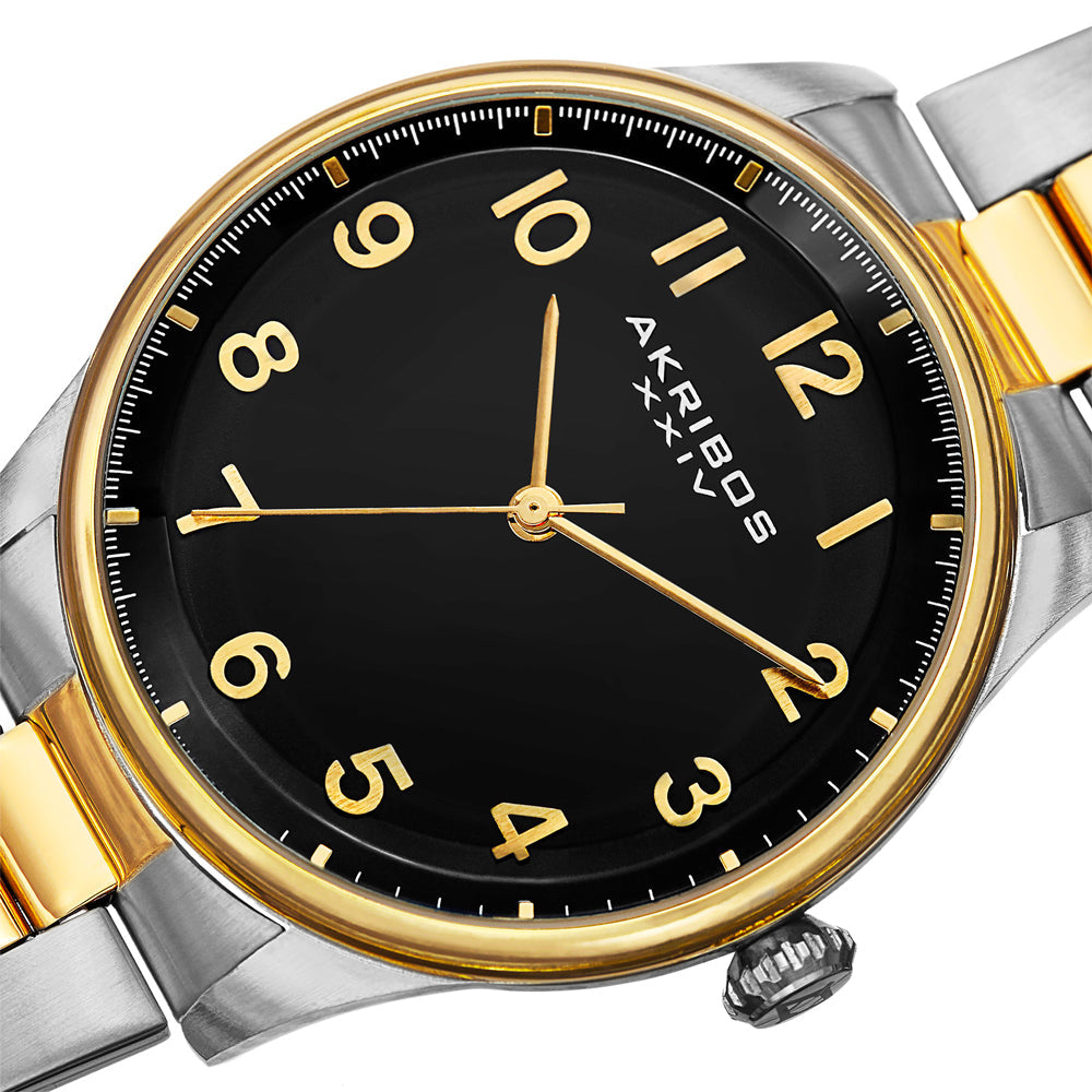 AK787TTG-Casual Silver/Gold/Stainless Steel | Black Dial