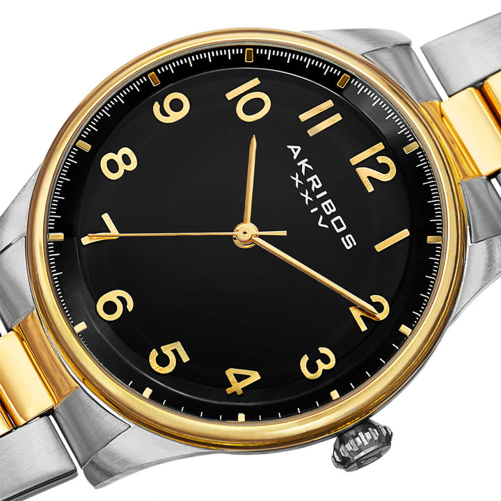 AK787TTG-Casual Silver/Gold/Stainless Steel | Black Dial