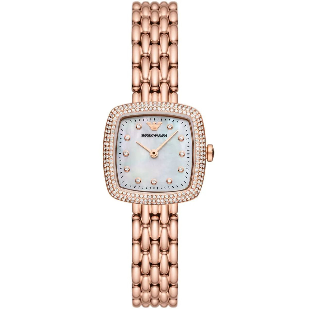Classic Crystal White Mother-Of-Pearl Dial / Rose Gold-Tone Stainless Steel Brac