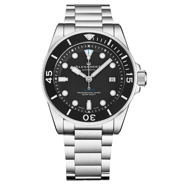 A520-01 Silver/Stainless Steel | Black Dial
