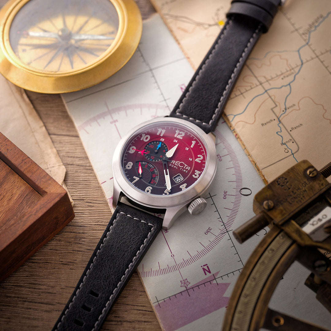 Altitude Japan Quartz Red / Leather | Notched Caseback Dial