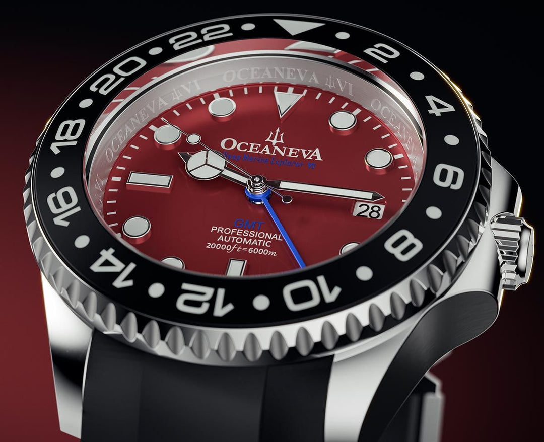 Oceaneva Deep Marine Explorer VI Grade 5 Titanium Automatic Burgundy Dial Watch 