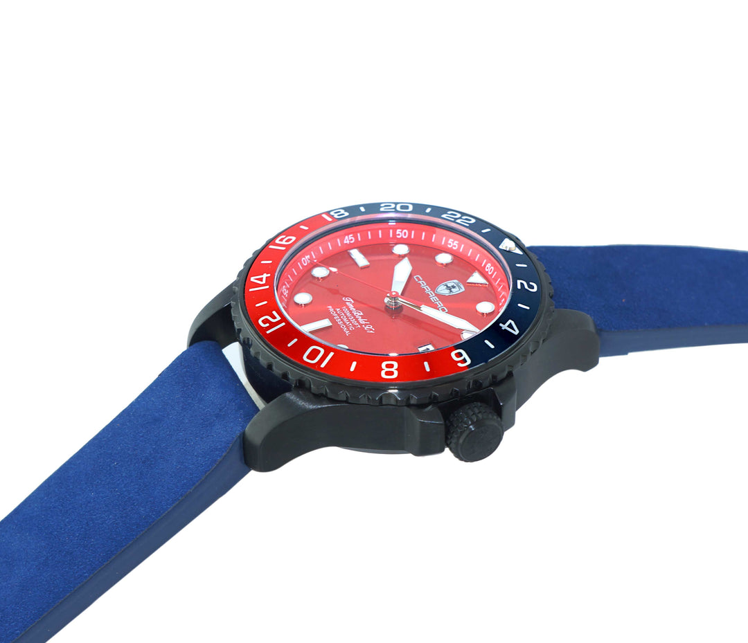 TIME BOLD- X4 BLUE/RED - BLUE SUEDE Red Dial
