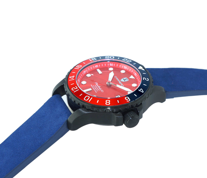 TIME BOLD- X4 BLUE/RED - BLUE SUEDE Red Dial