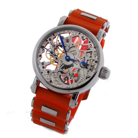 Skeleton Series orange steel/silver | Silver Dial
