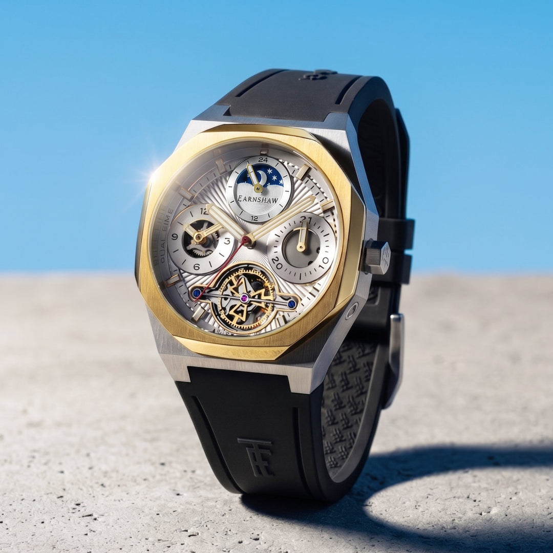 Drake Polished Aura / Black Rubber Strap Silver Dial
