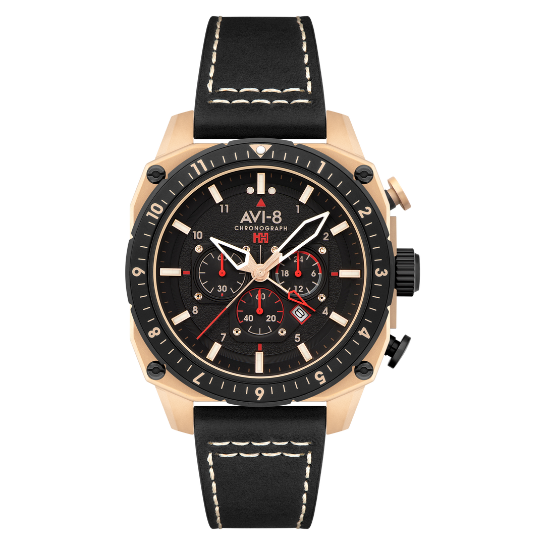 ATLAS DUAL TIME CHRONOGRAPH BLACK / LEATHER Black Dial