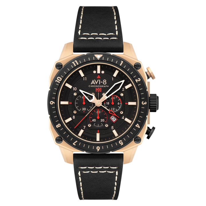 ATLAS DUAL TIME CHRONOGRAPH BLACK / LEATHER Black Dial