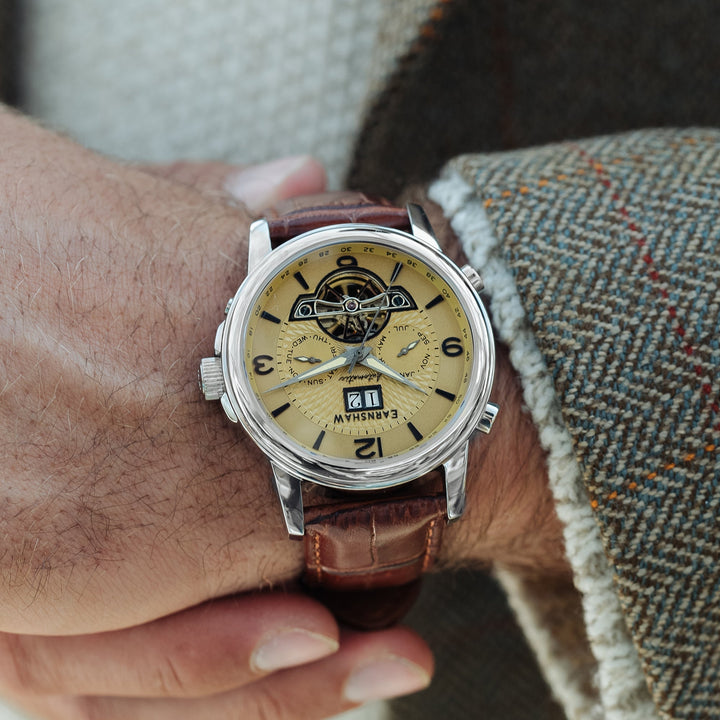 City Of London Marylebone Grand Date Calendar Open Heart Automatic Brown / Genui