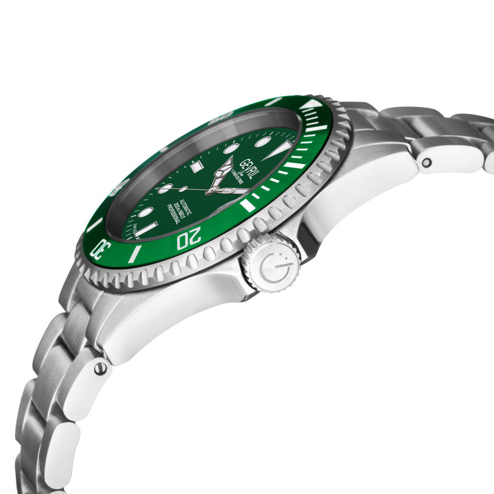 Wall Street Gevril Swiss Made SW200 Steel Rotating bezel Watch, 316L Case, Green