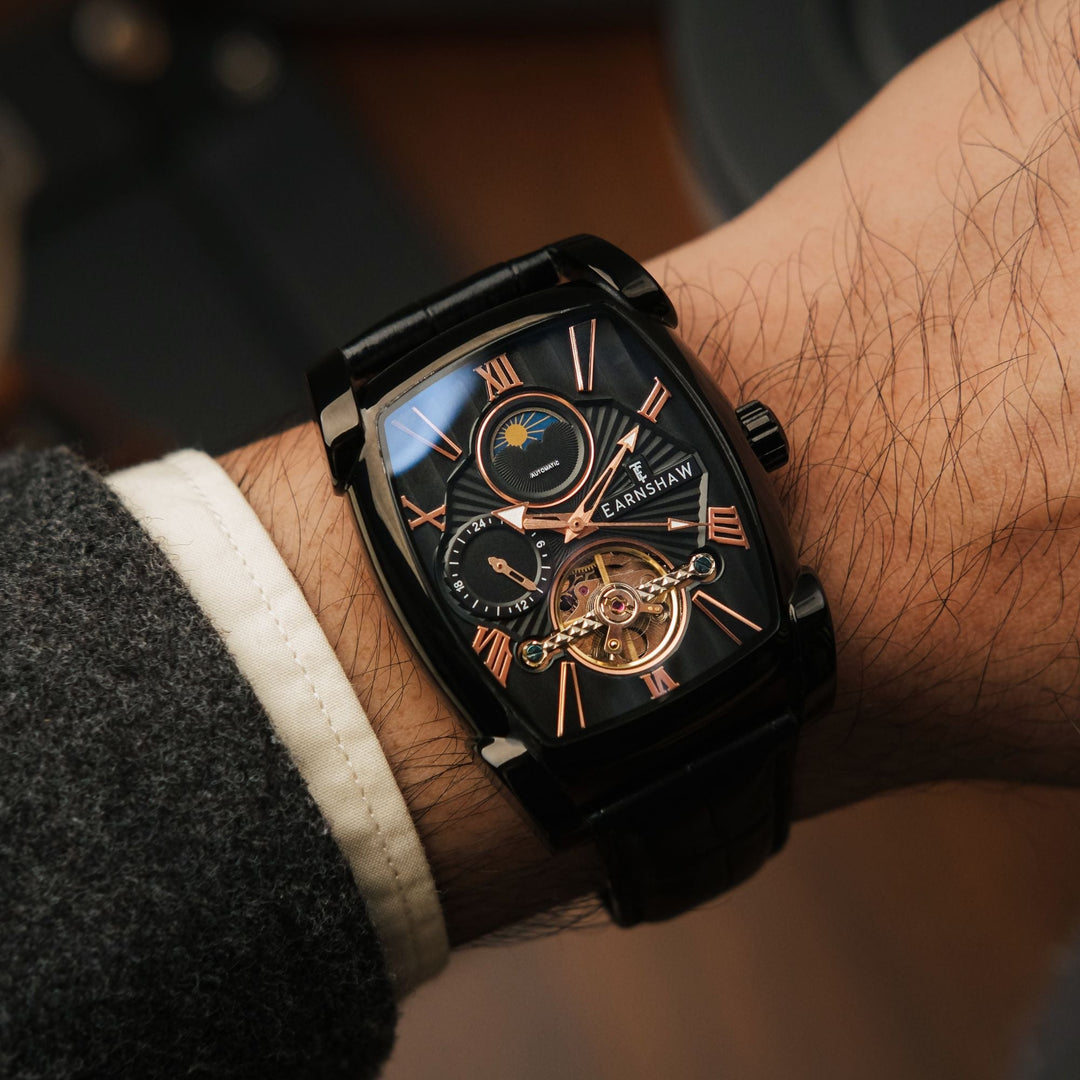 Heritage Kensington Multifunction Automatic Black & Rose Gold / Black Leather | 