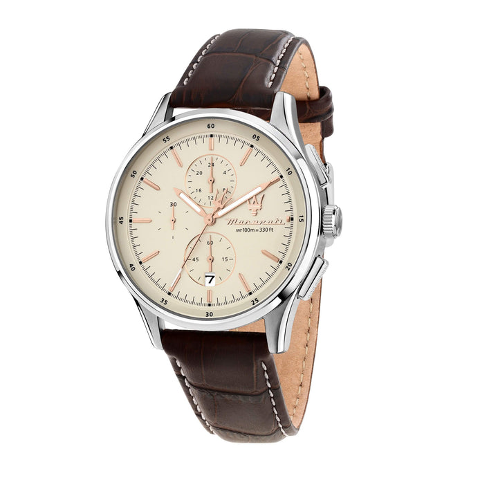 Maserati SORPASSO Chronograph Beige Dial / Brown Leather Strap Beige Dial