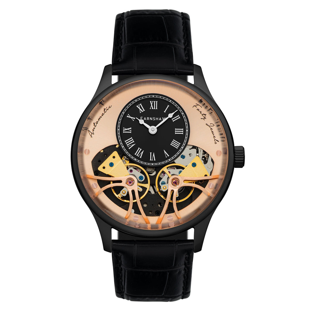 Thomas Earnshaw Scientists Faraday Double Barrel Automatic Black & Rose Gold / L