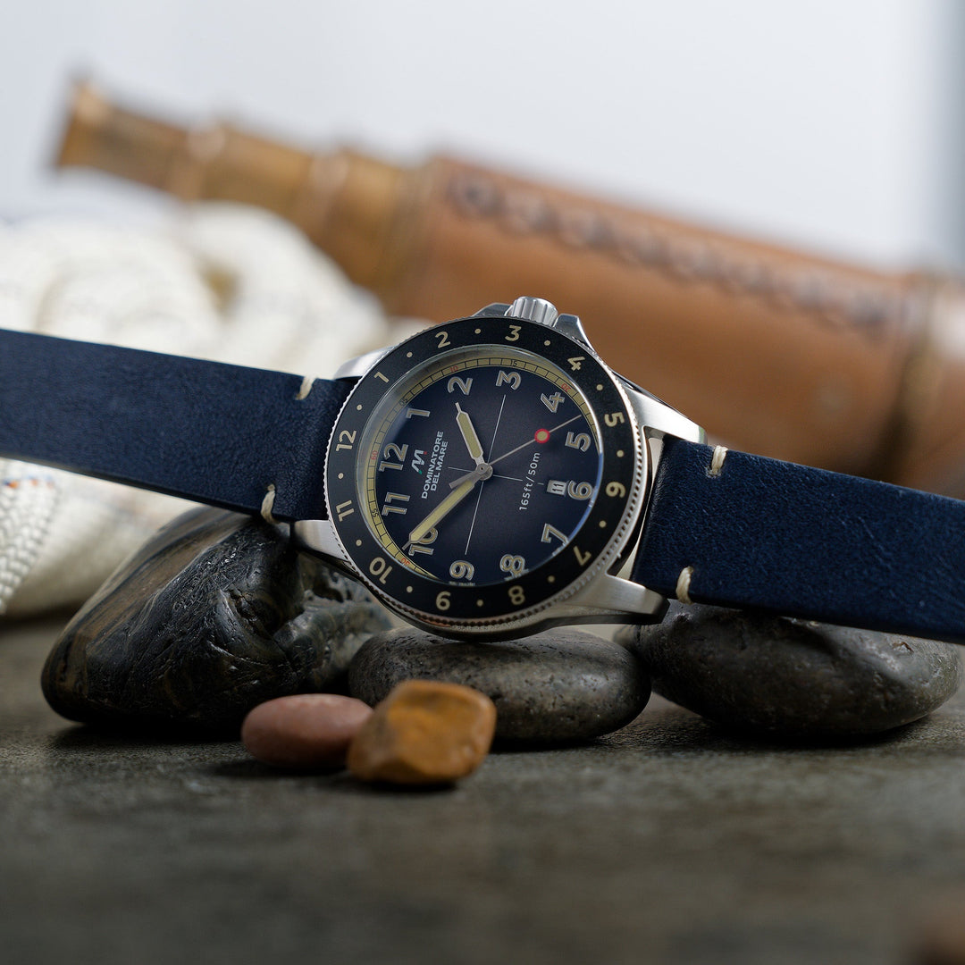Bandiera Japan Quartz Black & Blue / Leather | Black Dial