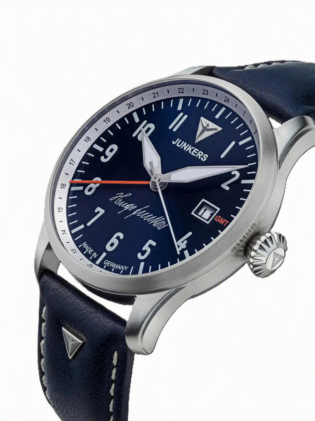Hugo Junkers GMT Signature Edition GMT Blue Dial / Blue Leather Strap Blue Dial