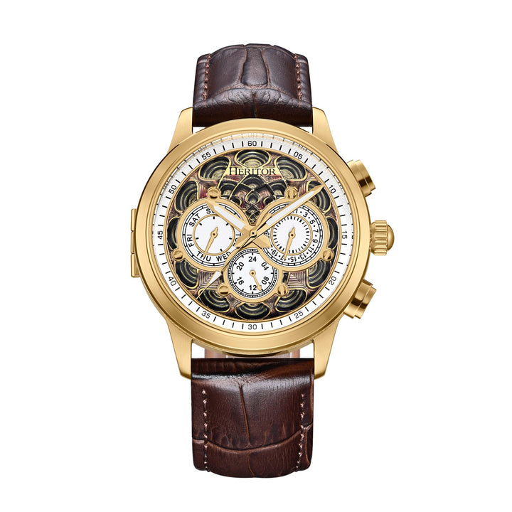 Apostle Custom Enamel Dial Watch Brown/Gold | Multi-colored Dial