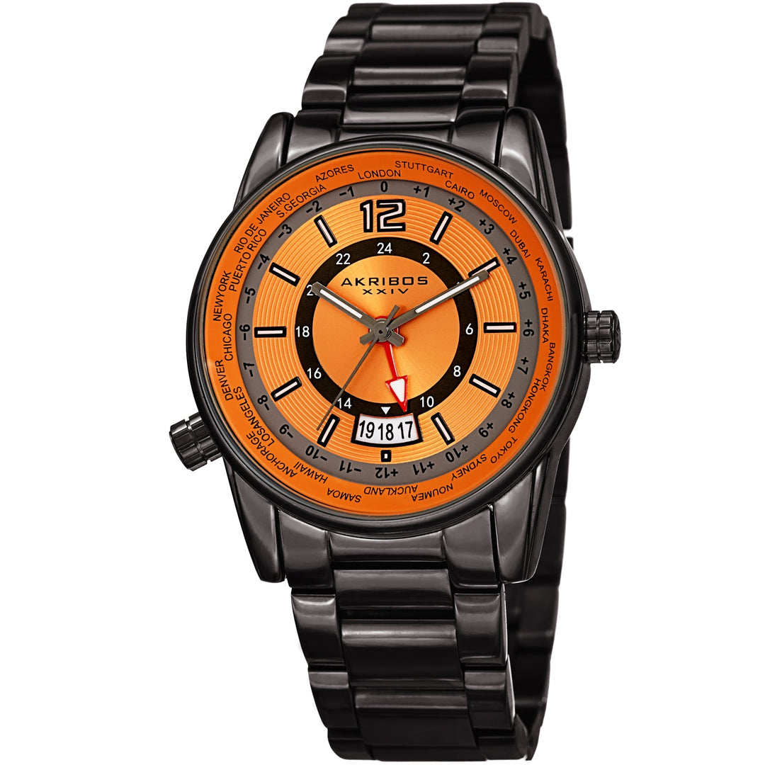 World Time Gray/Stainless Steel | Orange Dial