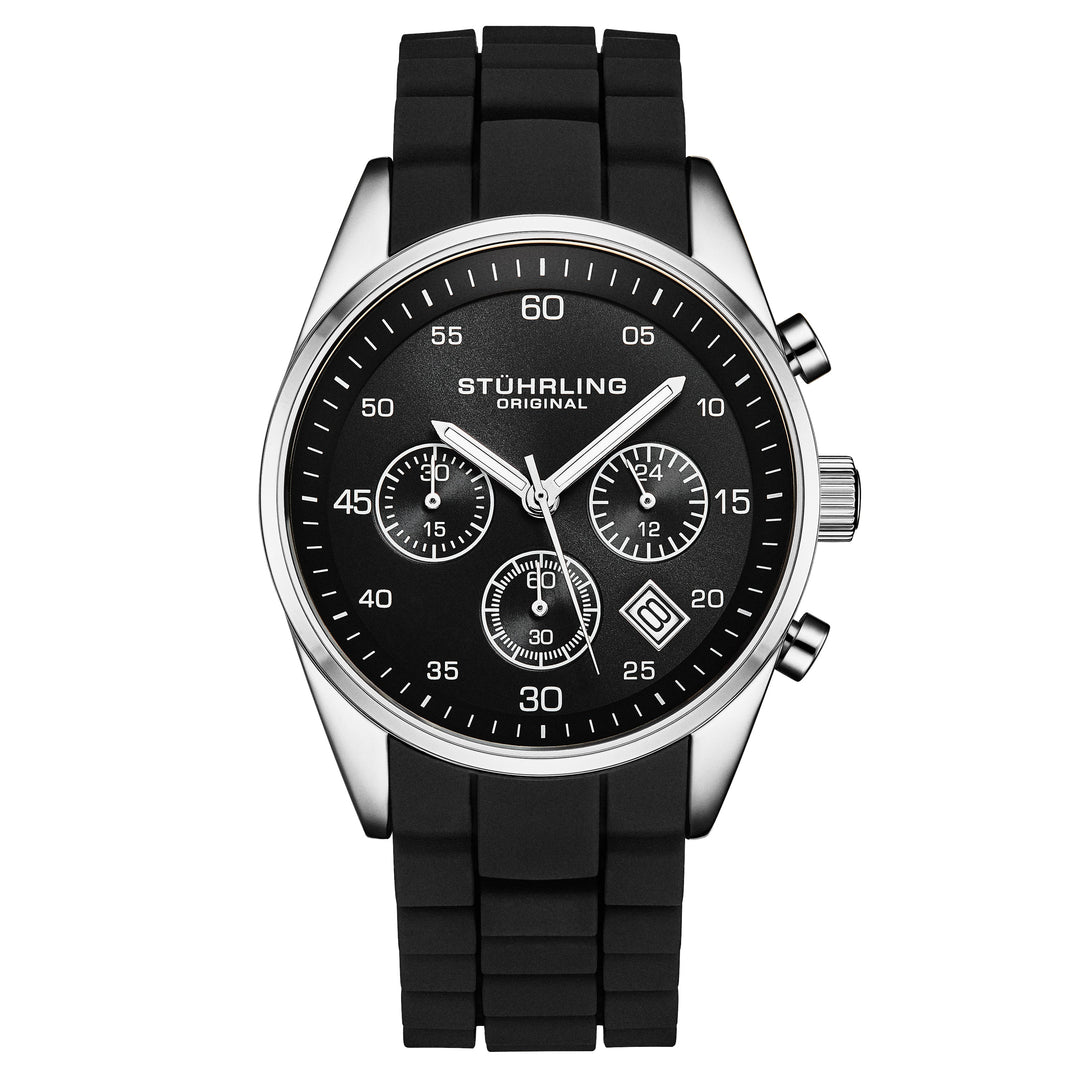 Tempo Chronograph 42mm Black/Rubber | Black Dial