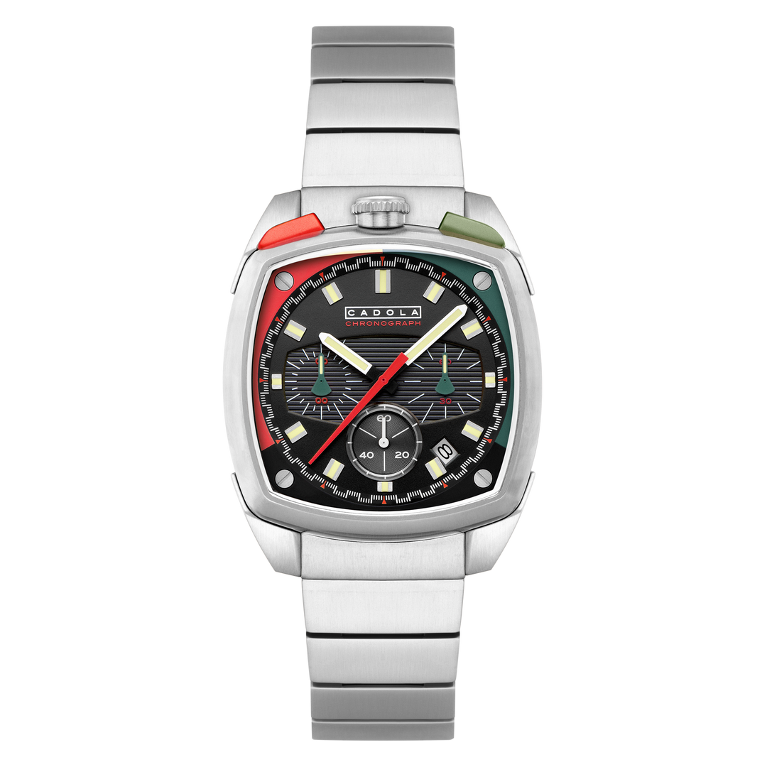 Taurus Chronograph Red & Green / Stainless Steel | Black Dial