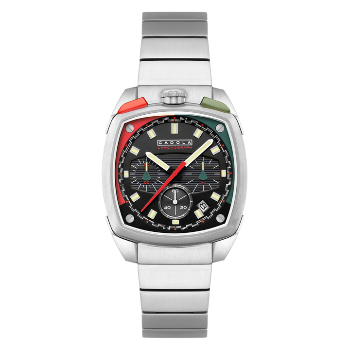 Taurus Chronograph Red & Green / Stainless Steel | Black Dial
