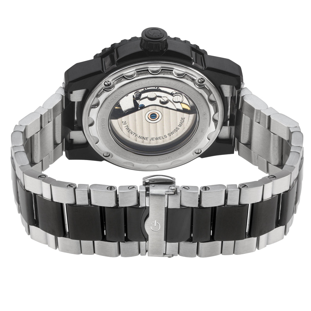 Seacloud Gevril Steel and Black PVD Black Dial Luminous Hands Swiss Made Automat