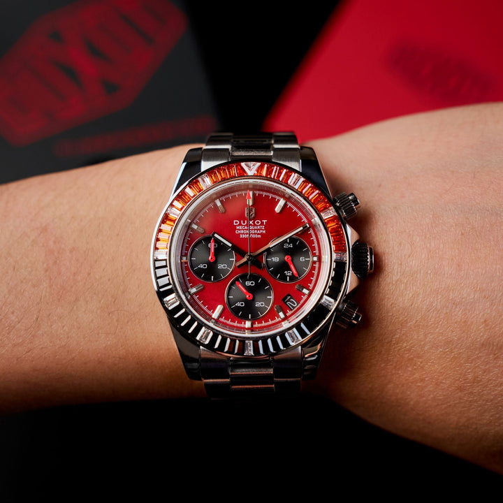 Accelero Rainbow Chronograph Red/Stainless Steel | Red Dial
