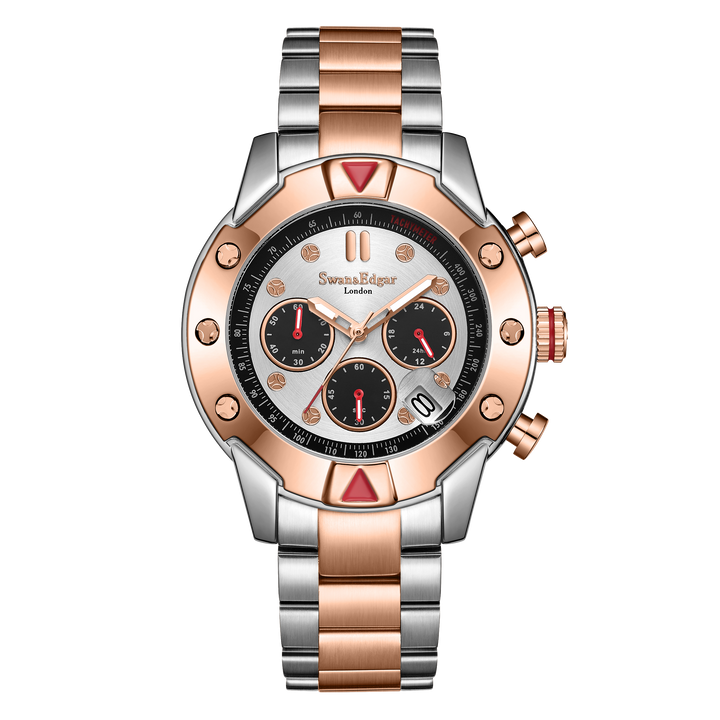 Mechanical Quartz Hybrid Silver Dial Two-Tone Bracelet Steel/Rose Gold Case Chro