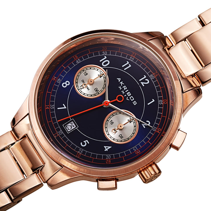 AK1071RGBU-Casual Rose Gold/Stainless Steel | Blue Dial