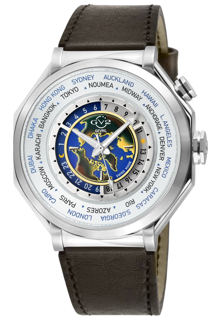 Marchese GV2 Men's Marchese IPYG Case, Silver Dial Watch, Brown Handmade  Italia